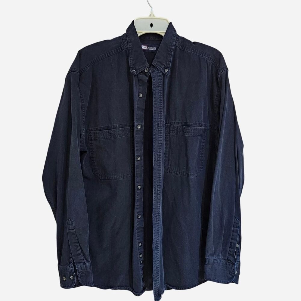 90s grunge cottagecore black heavy button down shirt